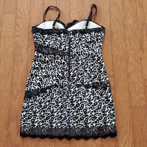 Bebe Black & White Cheetah Print Mini Dress - Picture 6 of 14